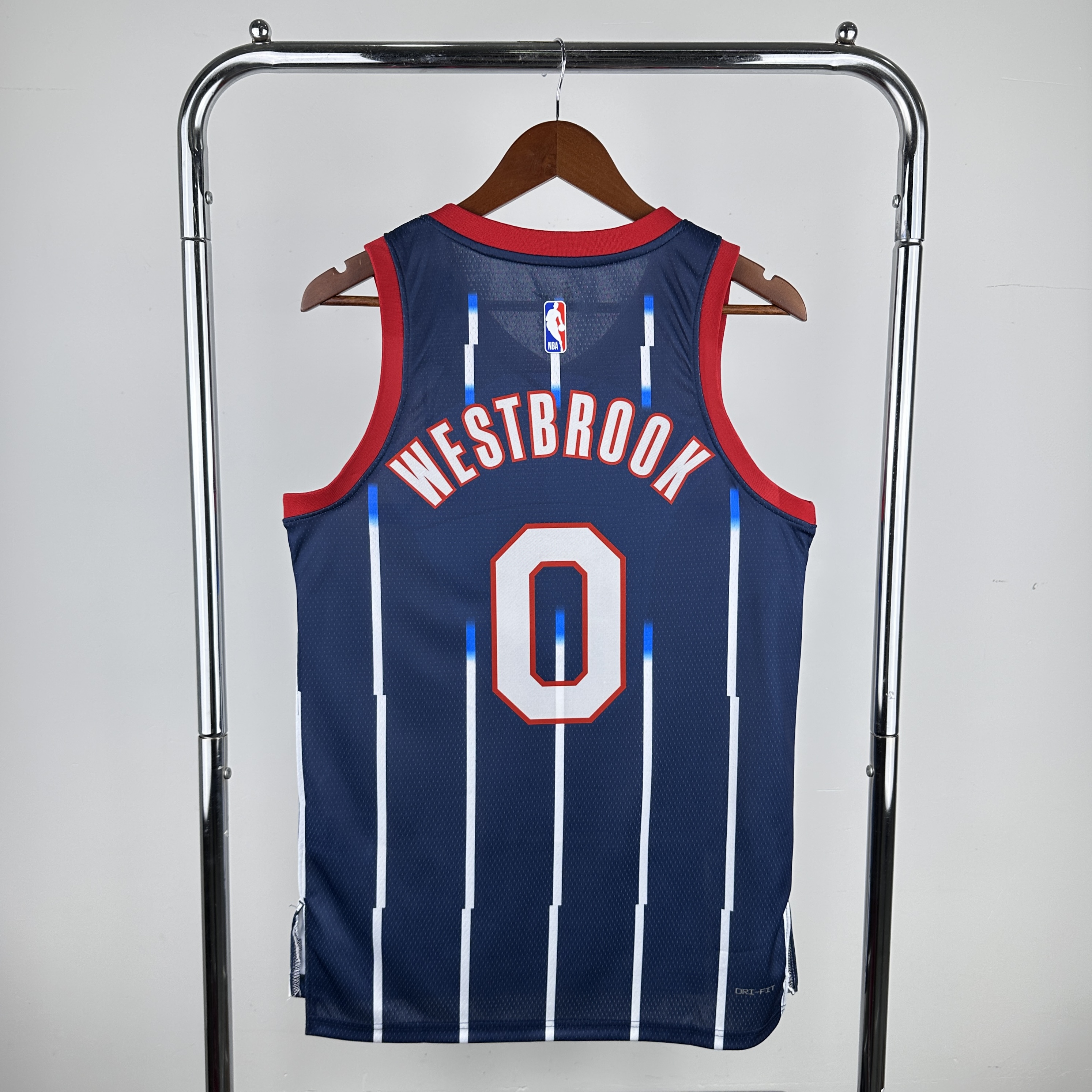 Men Houston Rockets 0 Westbrook Blue stripe City Edition Nike 2024 NBA Jersey